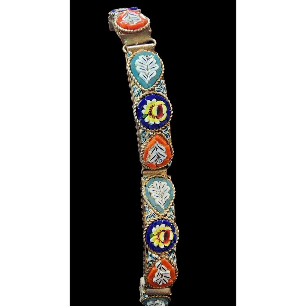 Pretty Vintage Mosaic Hinged Bracelet (A5792)